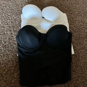 Lot of 2 longline bodice strapless bras sz 34c